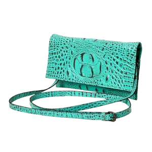 American Darling® Ladies Turquoise Alligator Print Clutch ADBG973A