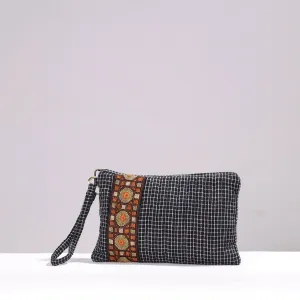 Black - Kutch Jat Hand Embroidery Kala Cotton Clutch Purse