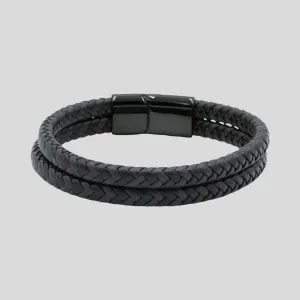 Brown & Black Double Leather Bracelet