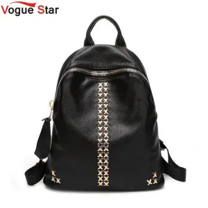 Fashion Pu Leather Backpack Rivet Women Bags Preppy Style Backpack Girls School Bags Zipper Large Women's Back Pack LA460