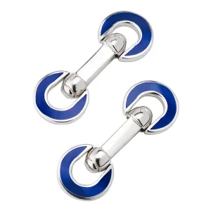 Horseshoe Flip Sterling Blue Cufflinks