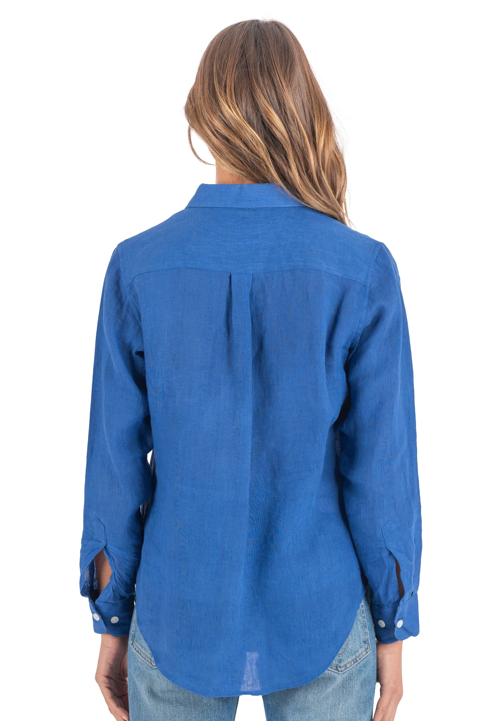 Iris Royal Blue Classic Fit Linen Shirt