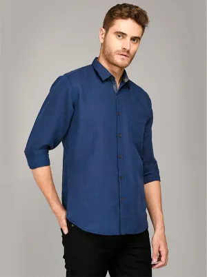 JadeBlue Navy Blue Slim Fit Casual Shirt | JadeBlue