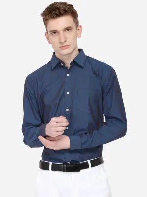 Night Blue Solid Smart Fit Casual Shirt | Greenfibre