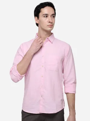 Pink Solid Slim Fit Casual Shirt | Greenfibre