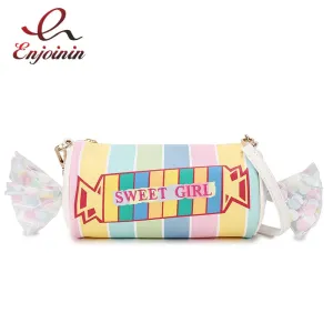 Sweet Candy Design Shoulder Bag - Color Stripe PU Women’s Fashion