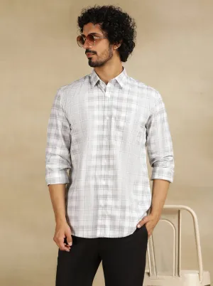 White Checked Tailored Fit Semi Casual Shirt | JadeBlue